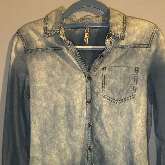 Yahada USA Dress Womens Medium Chambray collared with button up sleeves - Picture 5 of 5